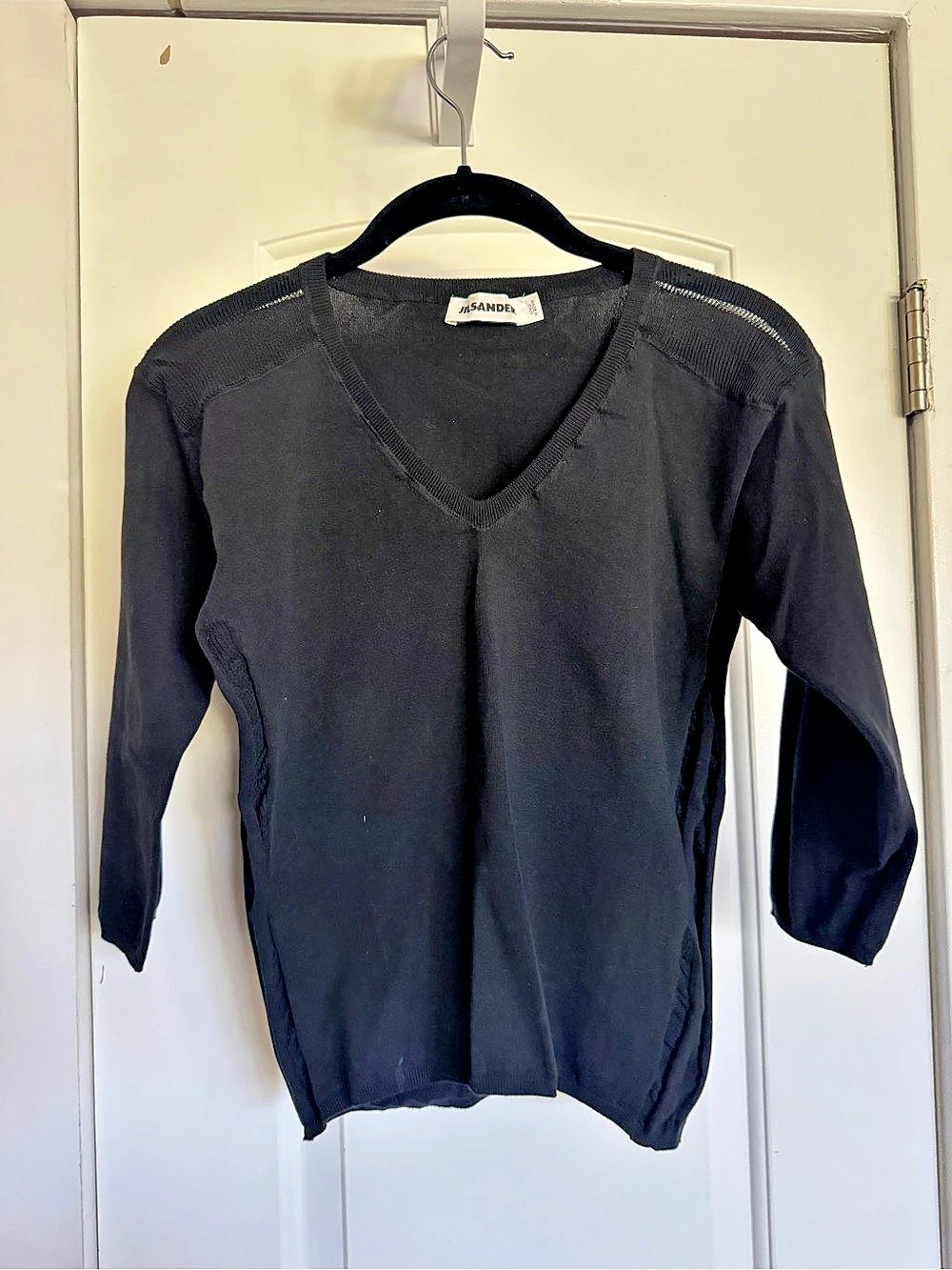 Vintage Jil Sander Black V-Neck 3/4 sleeve top